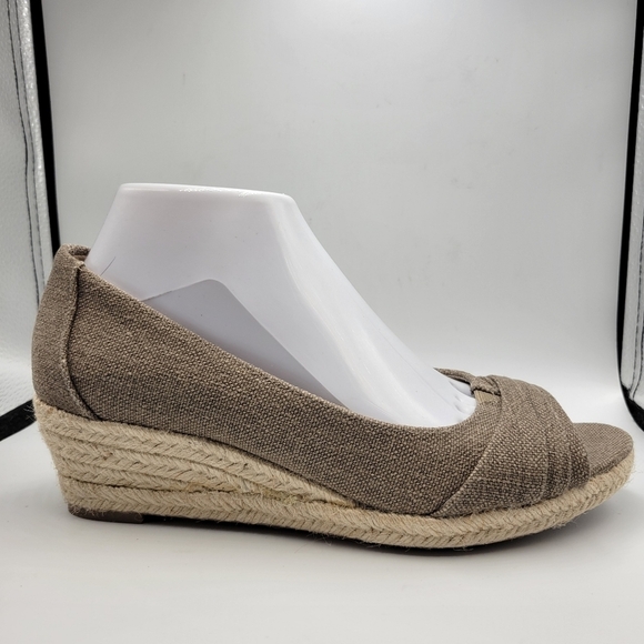 LifeStride Occupy Canvas Peep Toe Espadrille Wedges Sz 8.5 - Picture 7 of 10
